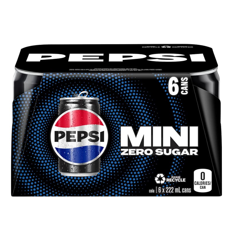 Pepsi Zero Sugar Cola, Sleek Mini Cans, 222-mL, 6-pk