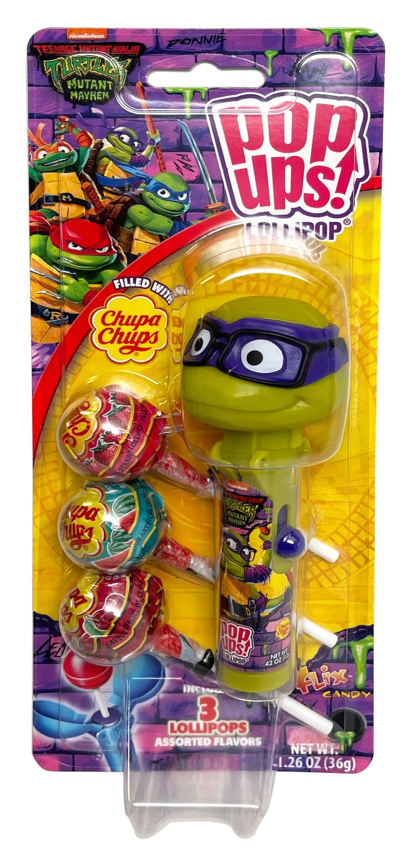 Teenage Mutant Ninja Turtles Chupa Chups Pop Up Lollipop, 36-g