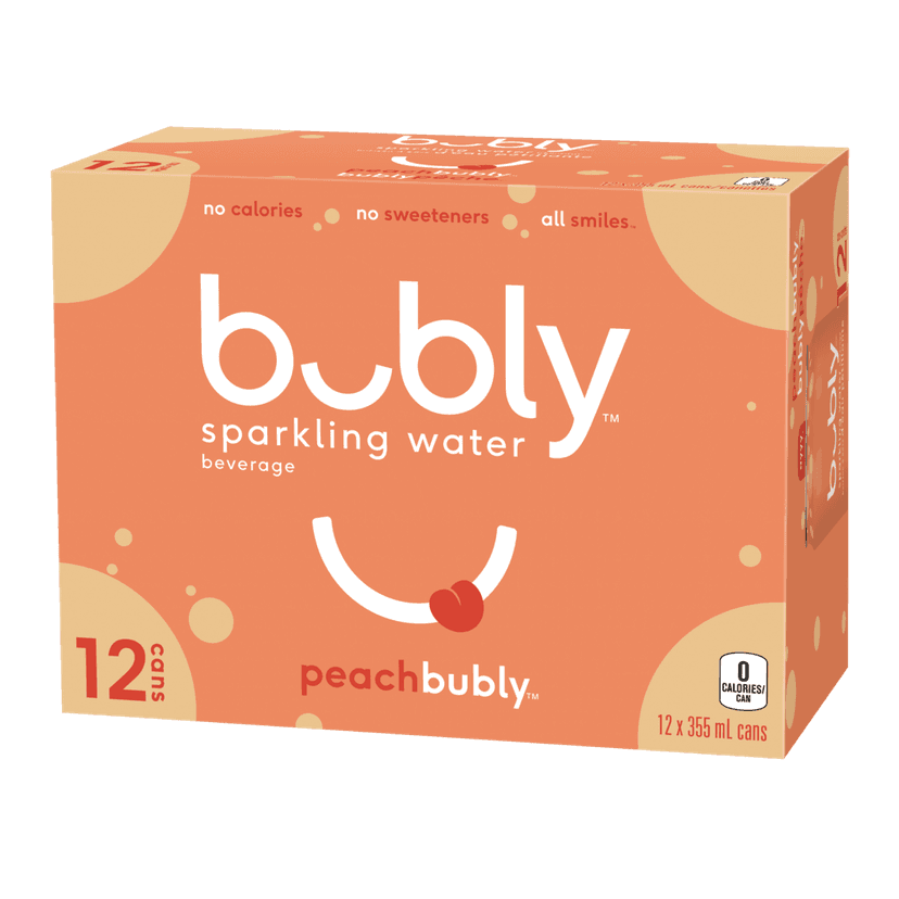 Bubly Peach Sparkling Water, 355-mL, 12-pk