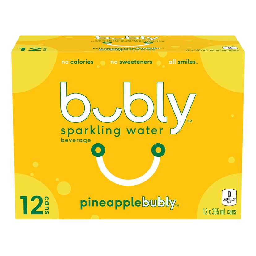 Bubly Pineapple Sparkling Water, 355-mL, 12-pk