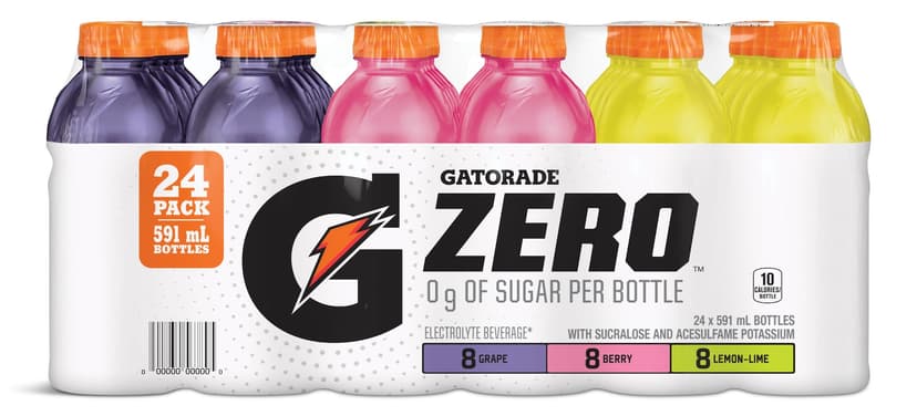 Gatorade G Zero Variety, Berry/Lemon Lime/Grape, 24-pk