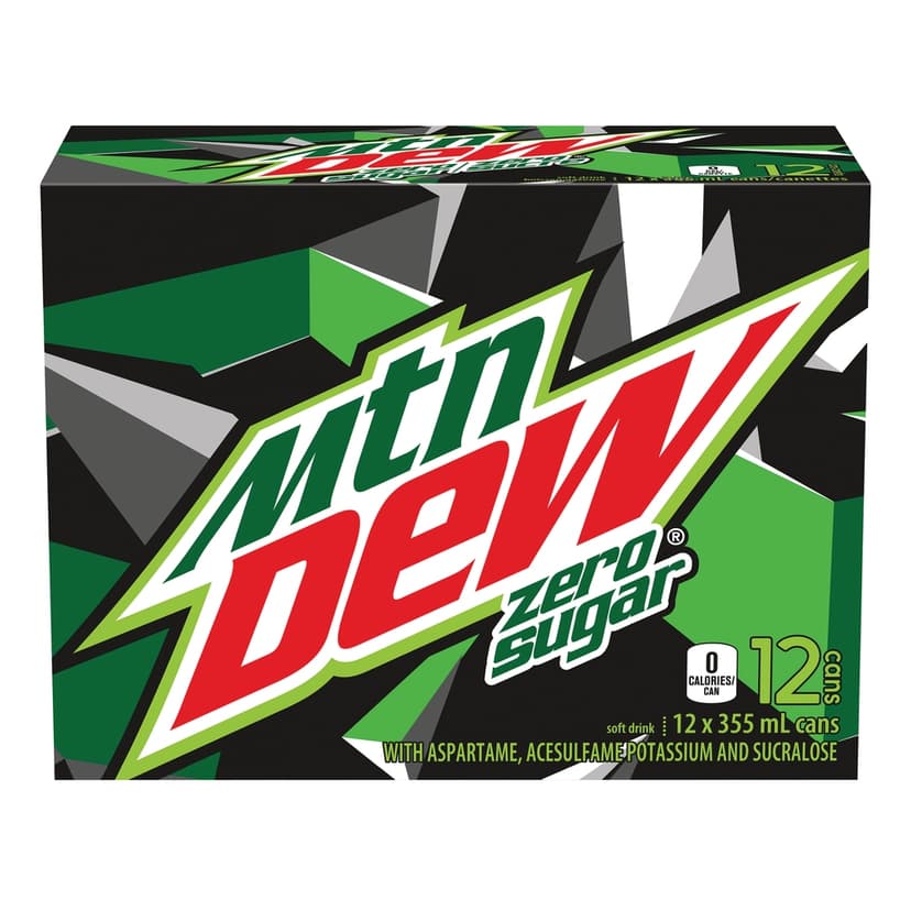 Mountain Dew Zero Sugar Soft Drink, 355-mL, 12-pk