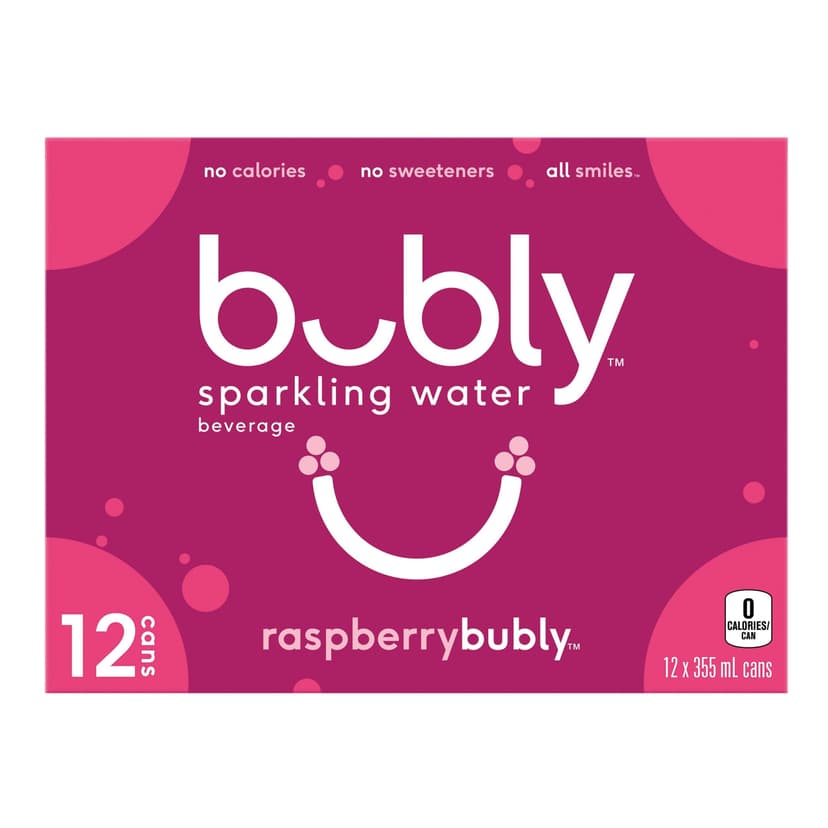 bubly Raspberry Sparkling Water, 355-mL, 12-pk