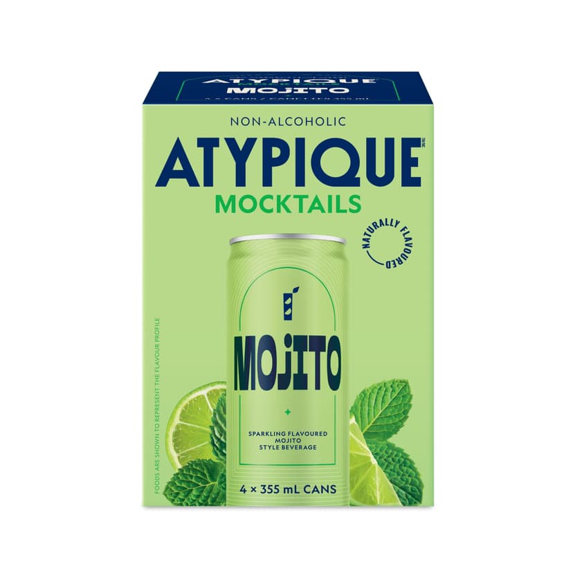 Atypique Mojito Non-Alcoholic Sparkling Cocktail Beverage, 4-pk x 355-mL
