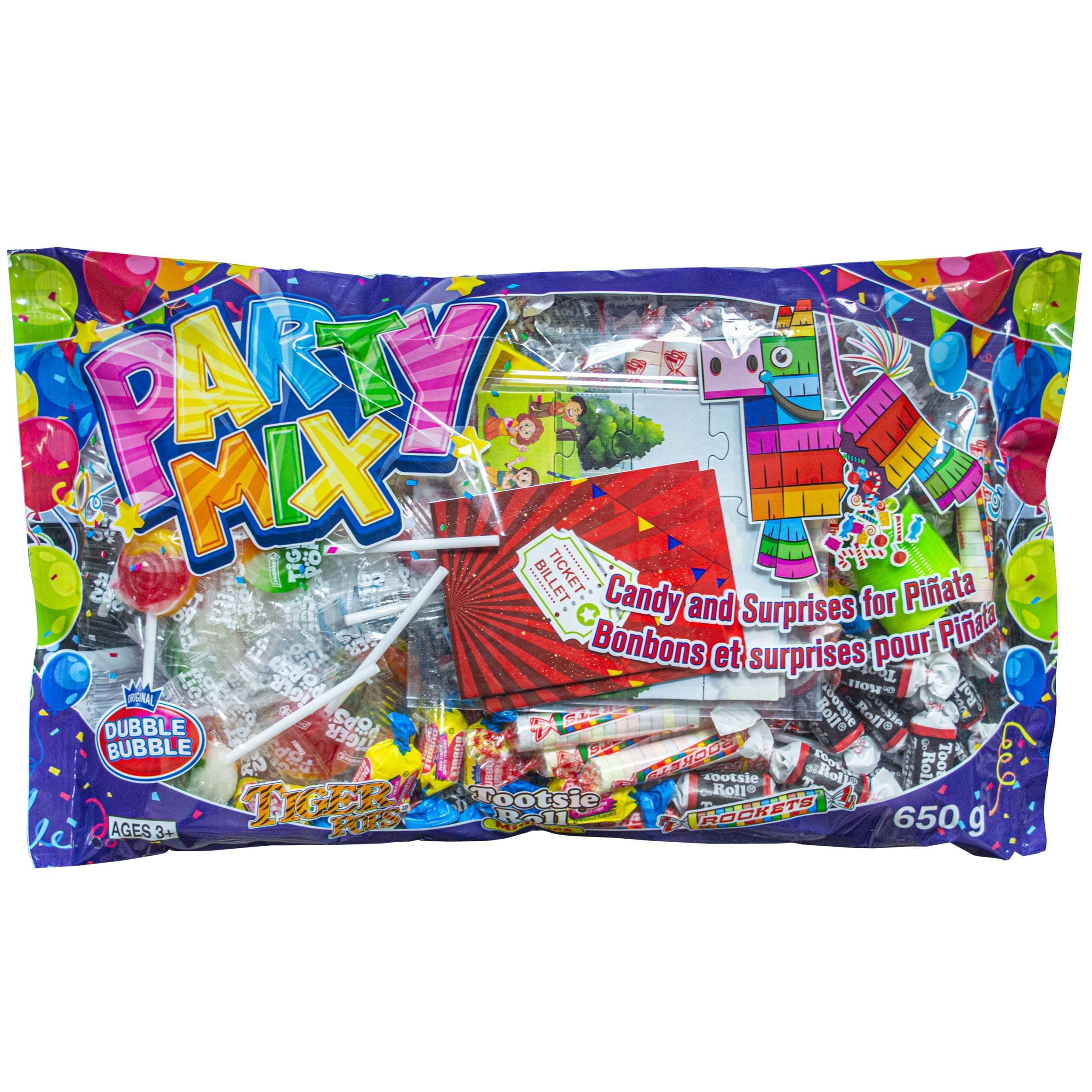Pinata Candy & Toy Filler Party Mix Bag, Tootsie/Duble Bubble/Rockets, Multi-Coloured, 650-g, Chewy Candy, for Birthday/Party Favour/Halloween