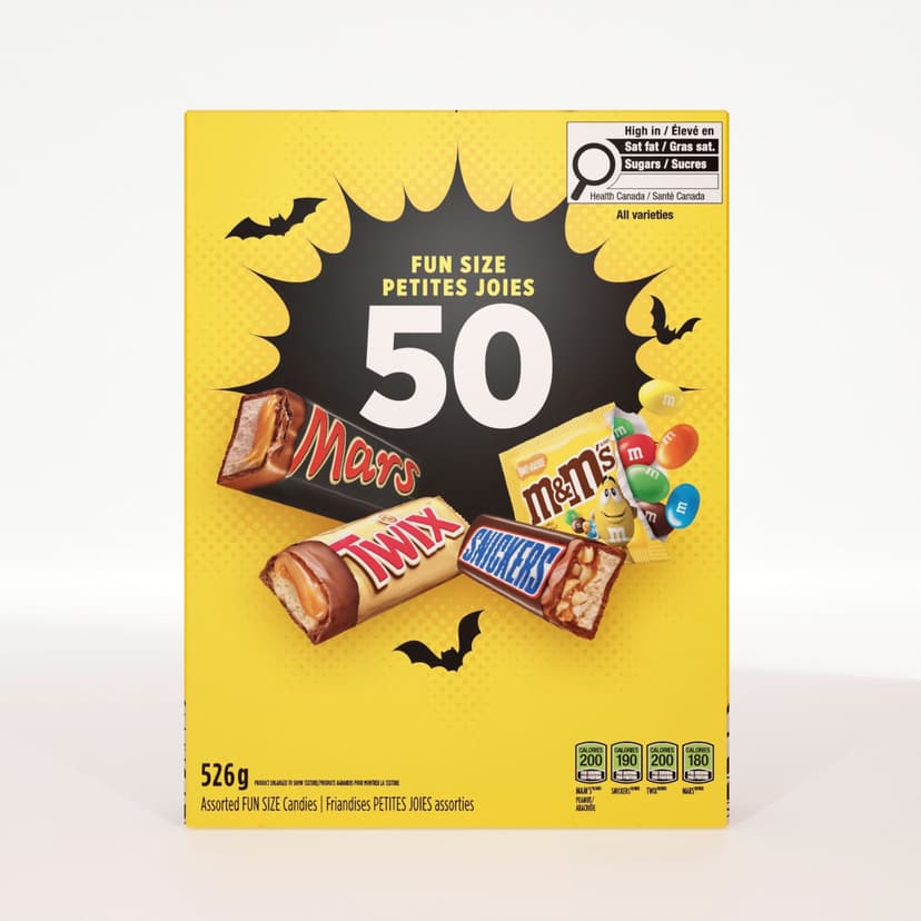 Assorted Mini Snickers/Twix/M&M/Mars, Milk Chocolate, Multi-Coloured, 601-g, 50-pk, Halloween Candy