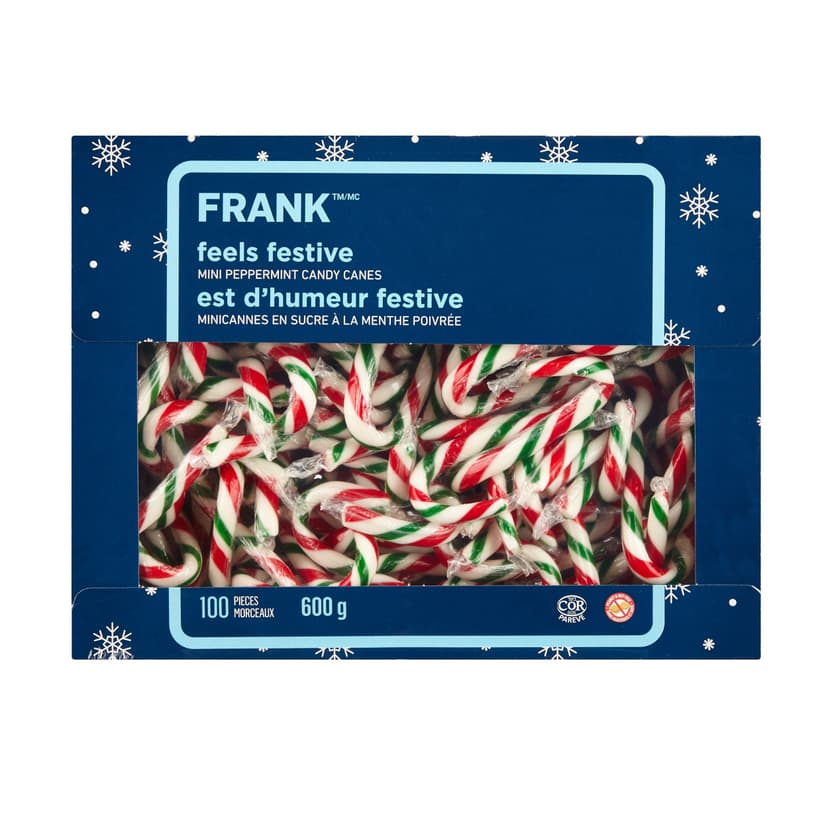 FRANK Mini Peppermint Candy Canes, 100-pk