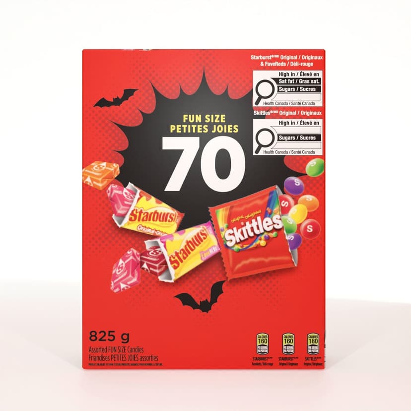 Assorted Mini Skittles & Starbursts, Multi-Coloured, 825-g, 70-pk, Candy for Halloween