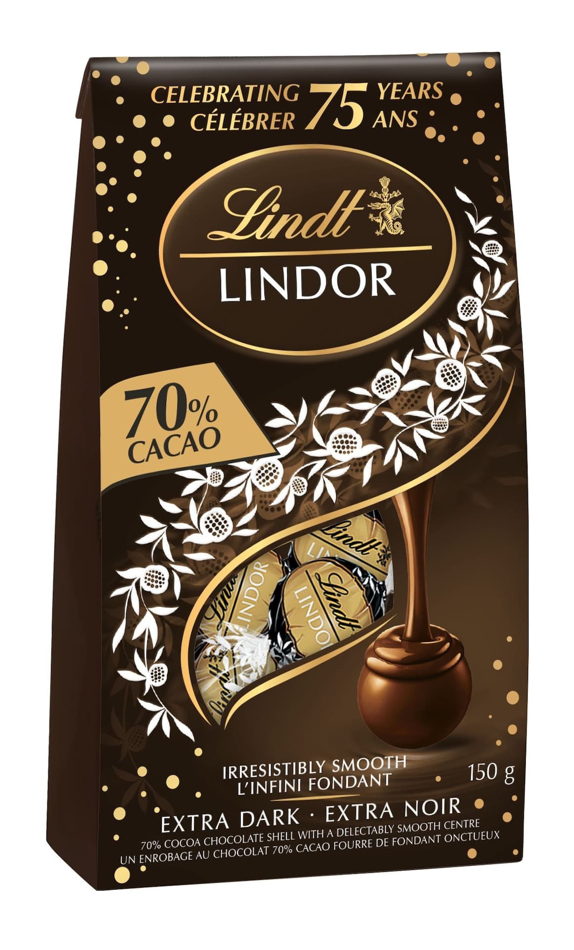 Lindt Lindor 70% Cacao Extra Dark Chocolate, 150-g
