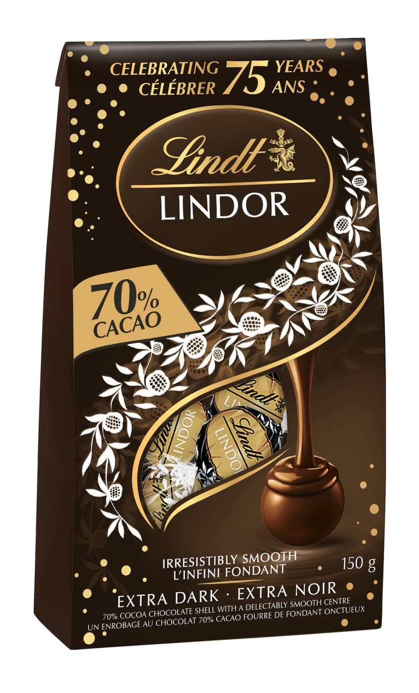 Lindt Lindor 70% Cacao Extra Dark Chocolate, 150-g