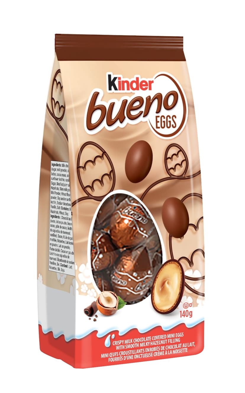Kinder Bueno Eggs Milk Chocolate Covered Wafer with Hazelnut Chocolate Filling, 140-g