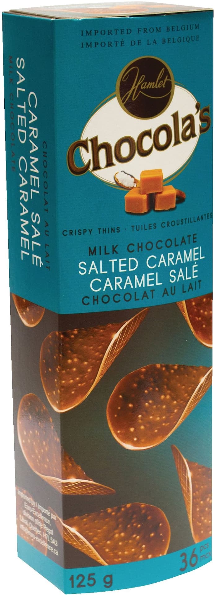 Hamlet Chocola's Milk Chocolate Salted Caramel Crispy Thins, 125-g