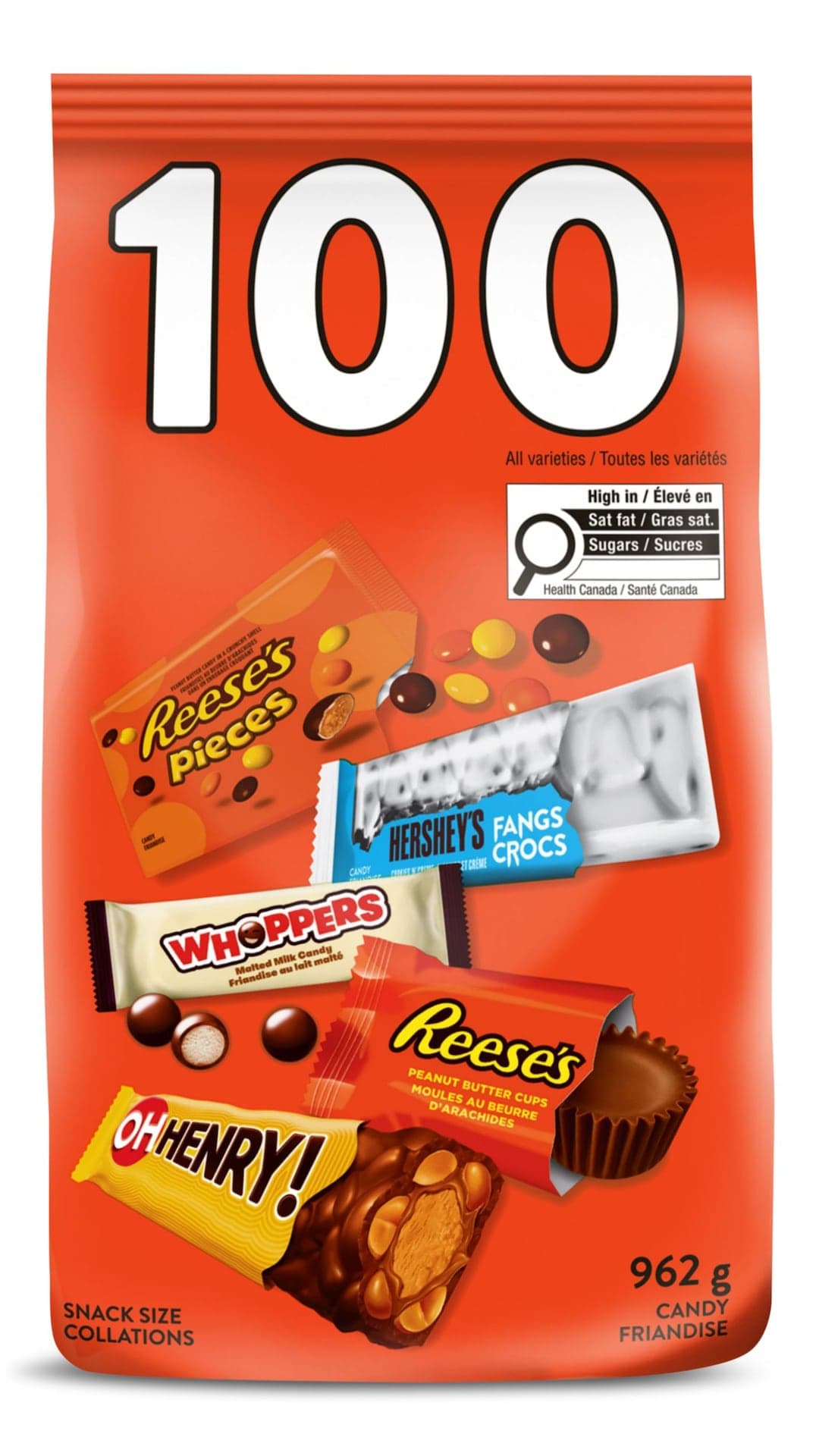Assorted Mini Reeses/Hershey/Whoppers/Oh Henry, Variety Pack, Multi-Coloured, 1-kg, 100-pk, Candy for Halloween