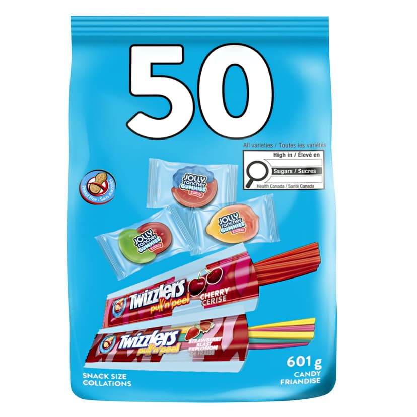 Assorted Mini Twizzlers & Jolly Ranchers, Variety Pack, Multi-Coloured, 582-g, 50-pk, Candy for Halloween