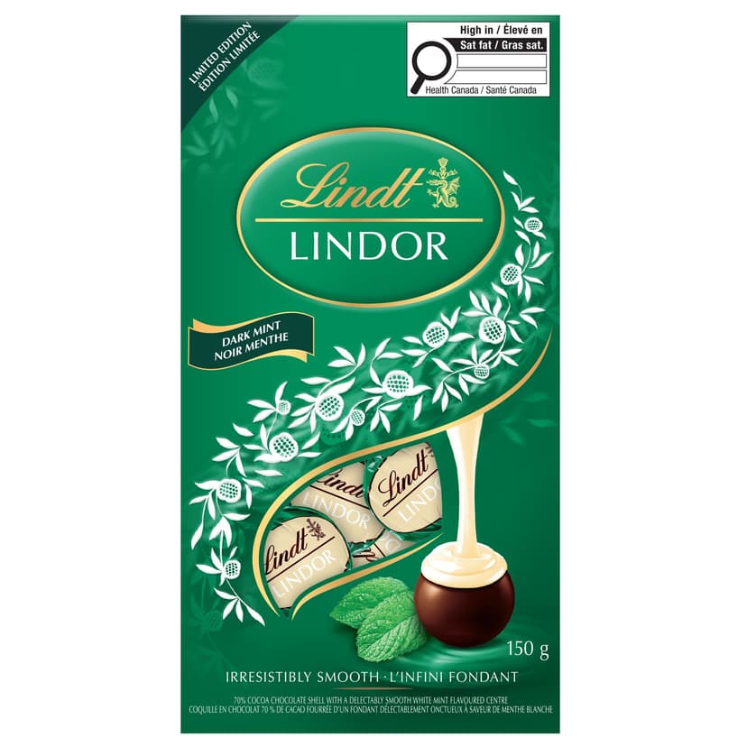 Lindt Lindor Premium Dark Mint Chocolate Balls, 150-g
