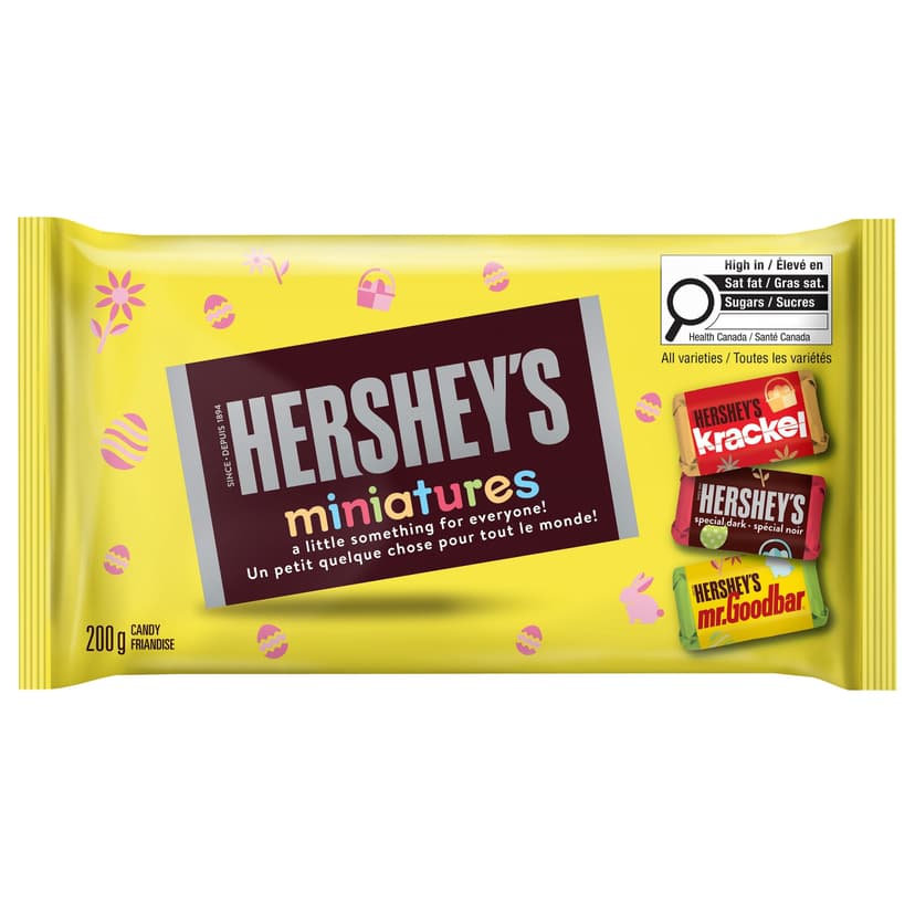 Hershey's Assorted Miniatures Chocolate Candy Bars, 200-g, Various Flavours, Candy for Easter