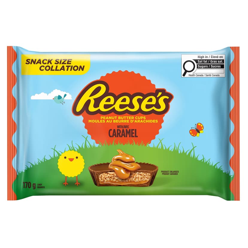 Reese's Snack Size Chocolate Layered Peanut Butter Cups with Caramel, 170-g, Candy for Easter