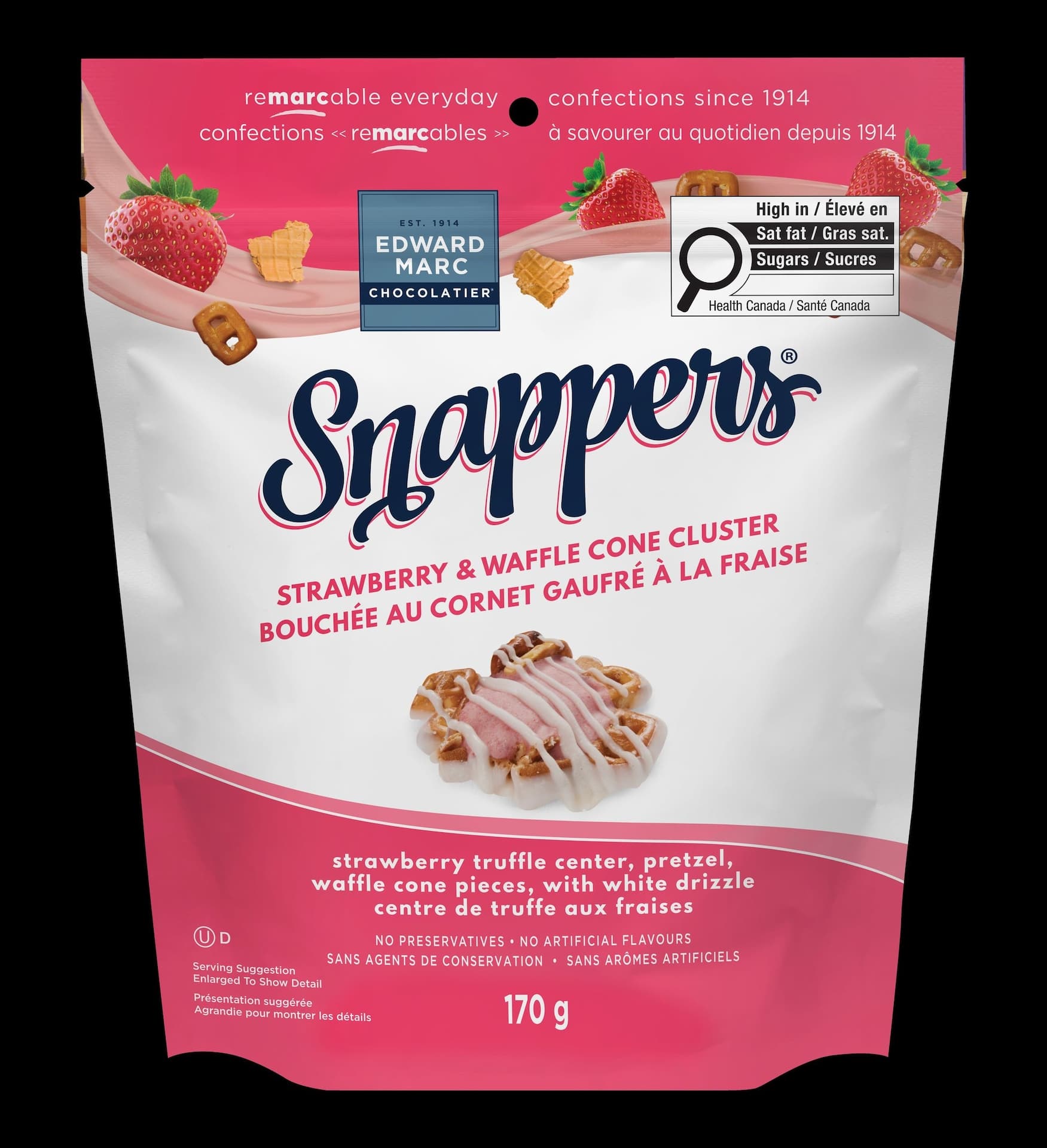 Snappers Strawberry & Waffle Cone Cluster, 170-g