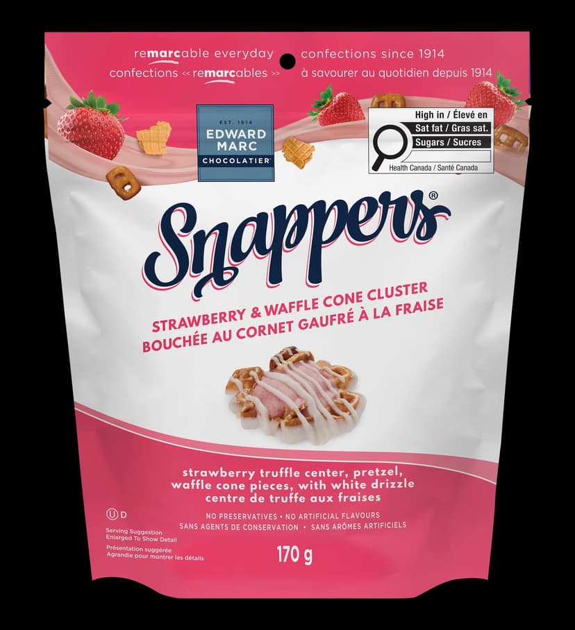 Snappers Strawberry & Waffle Cone Cluster, 170-g