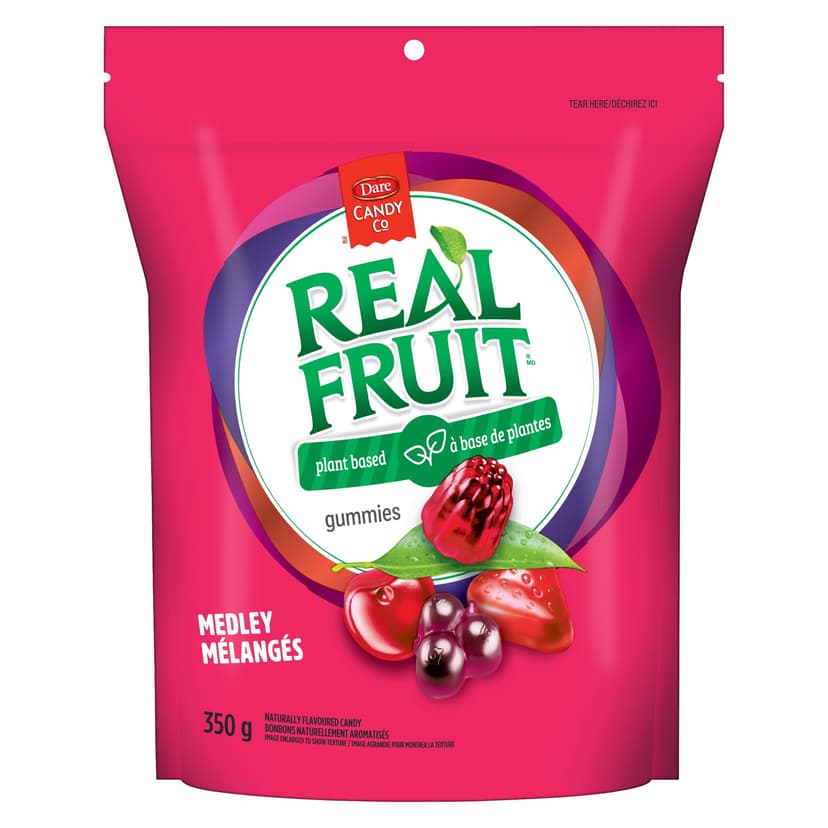Dare REALFRUIT Medley Plant Based Gummies Candy, 350-g