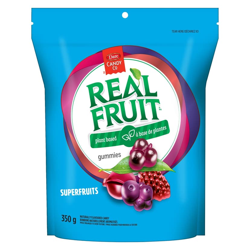 Dare REALFRUIT Superfruits Plant Based Gummies Candy, 350-g