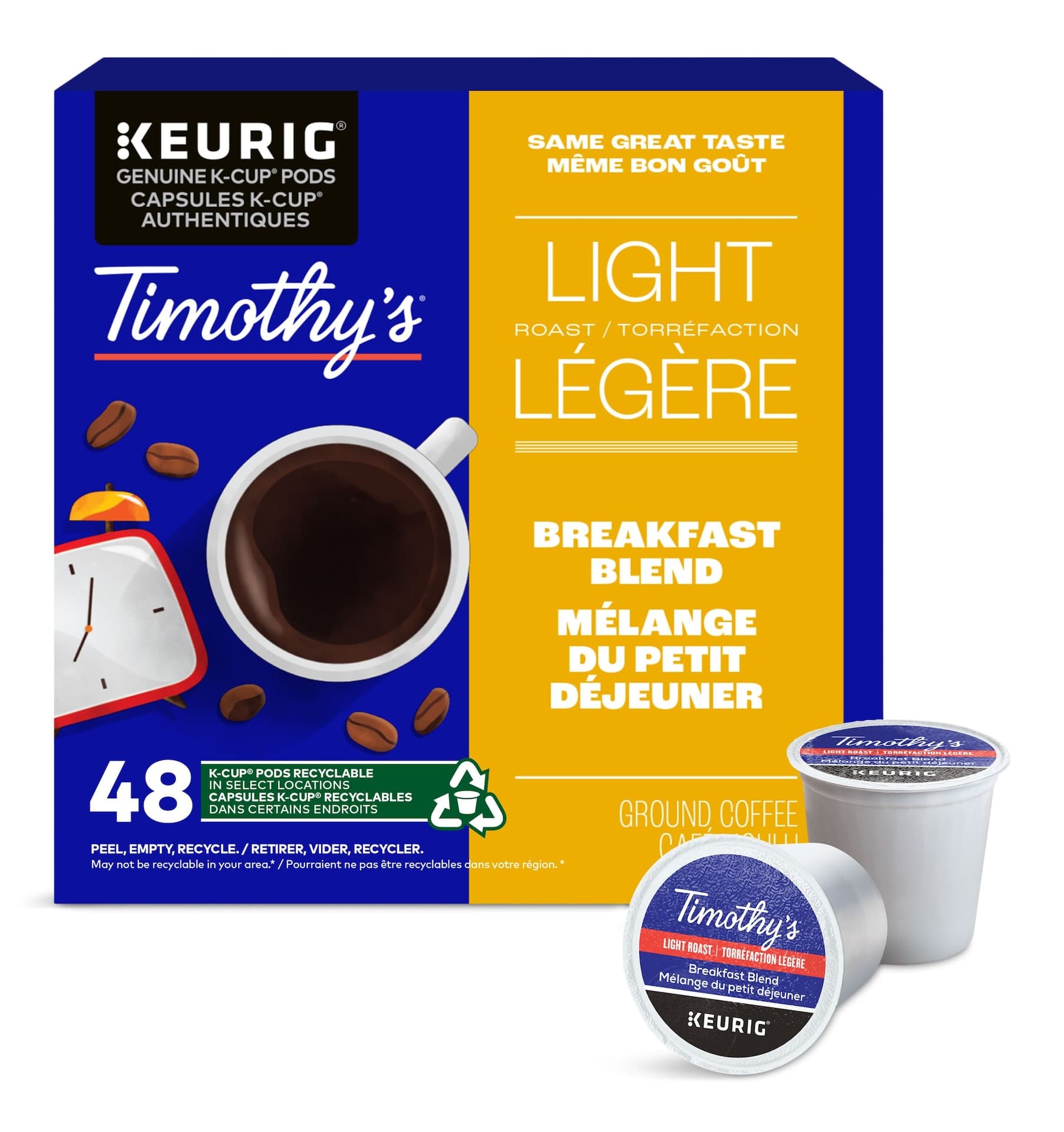 Keurig Timothy's Breakfast Blend Light Roast K-Cup® Coffee Pods, 427-g, 48-g