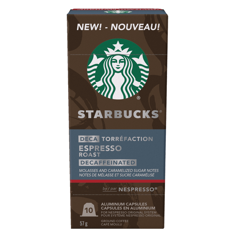 Nespresso Starbucks Espresso Roast Decaffeinated Coffee Capsules, 57-g, 10-pk