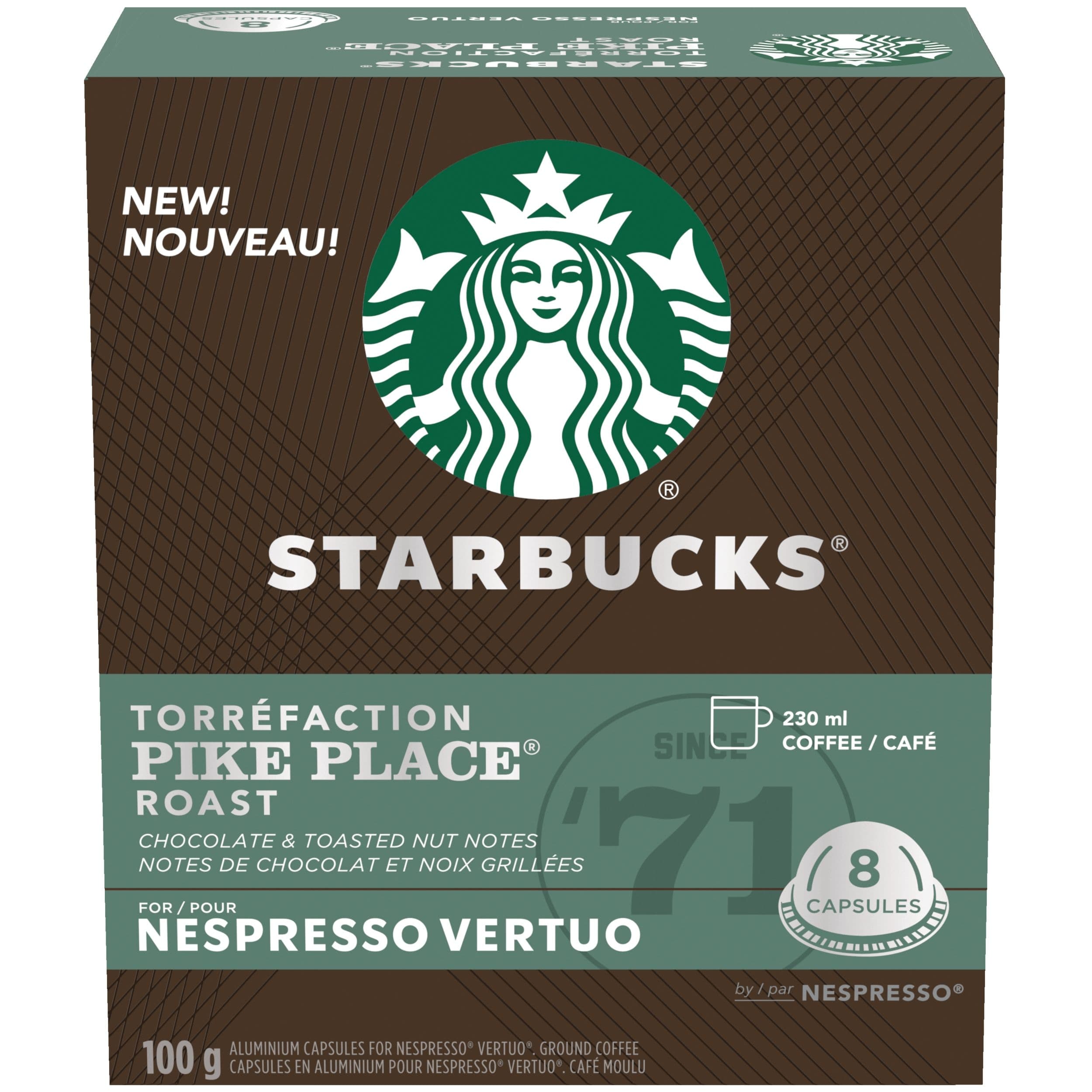 Nespresso Starbucks Pike Place Roast Coffee Capsules, 100-g, 8-pk