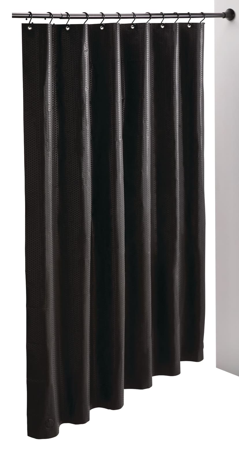 For Living PEVA Honeycomb Textured Shower Curtain, Black, 70x72-in