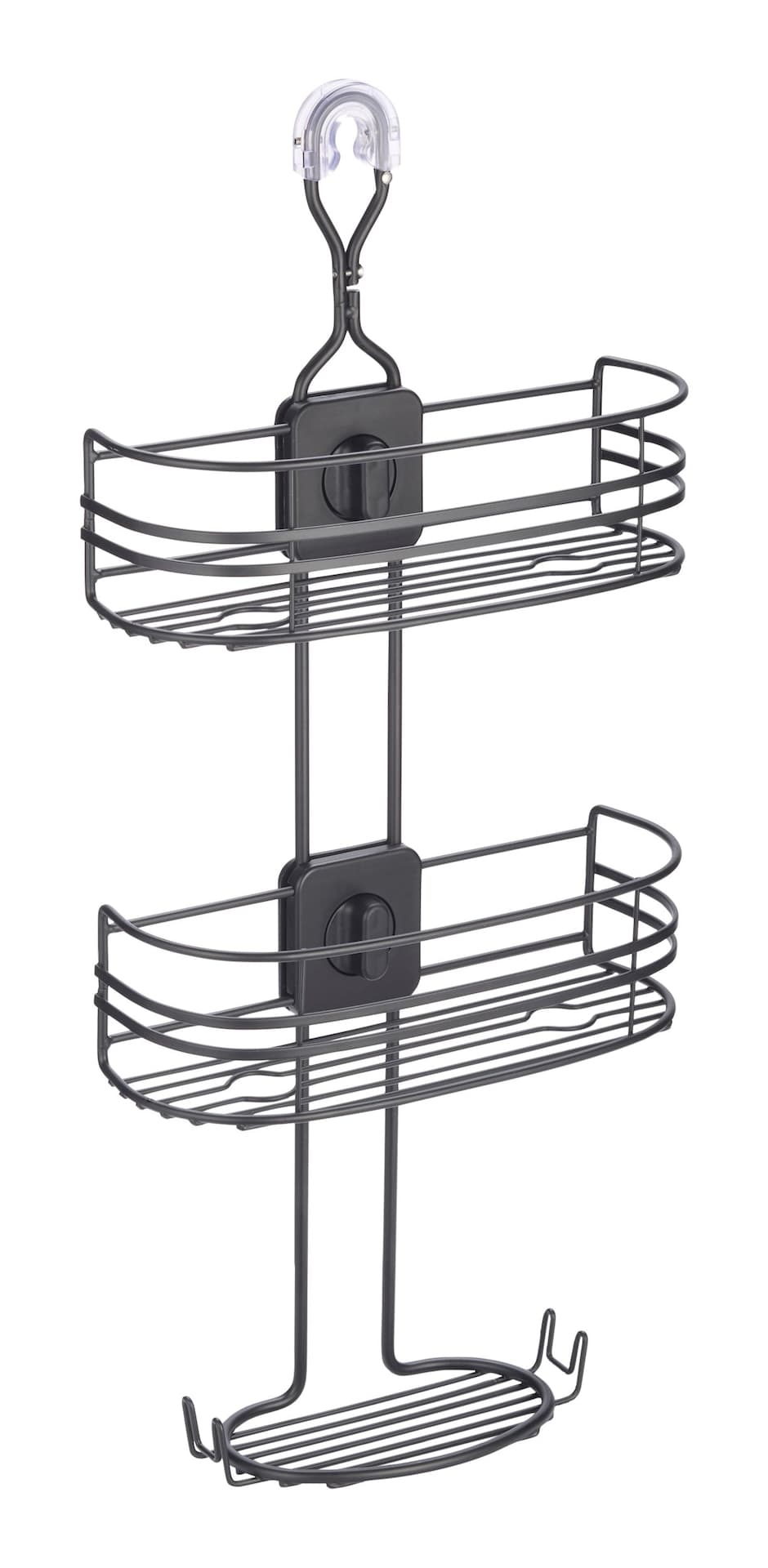 Type A Adjustable Rust-Resistant 4-Way Shower Caddy with Lock Top, Matte Black