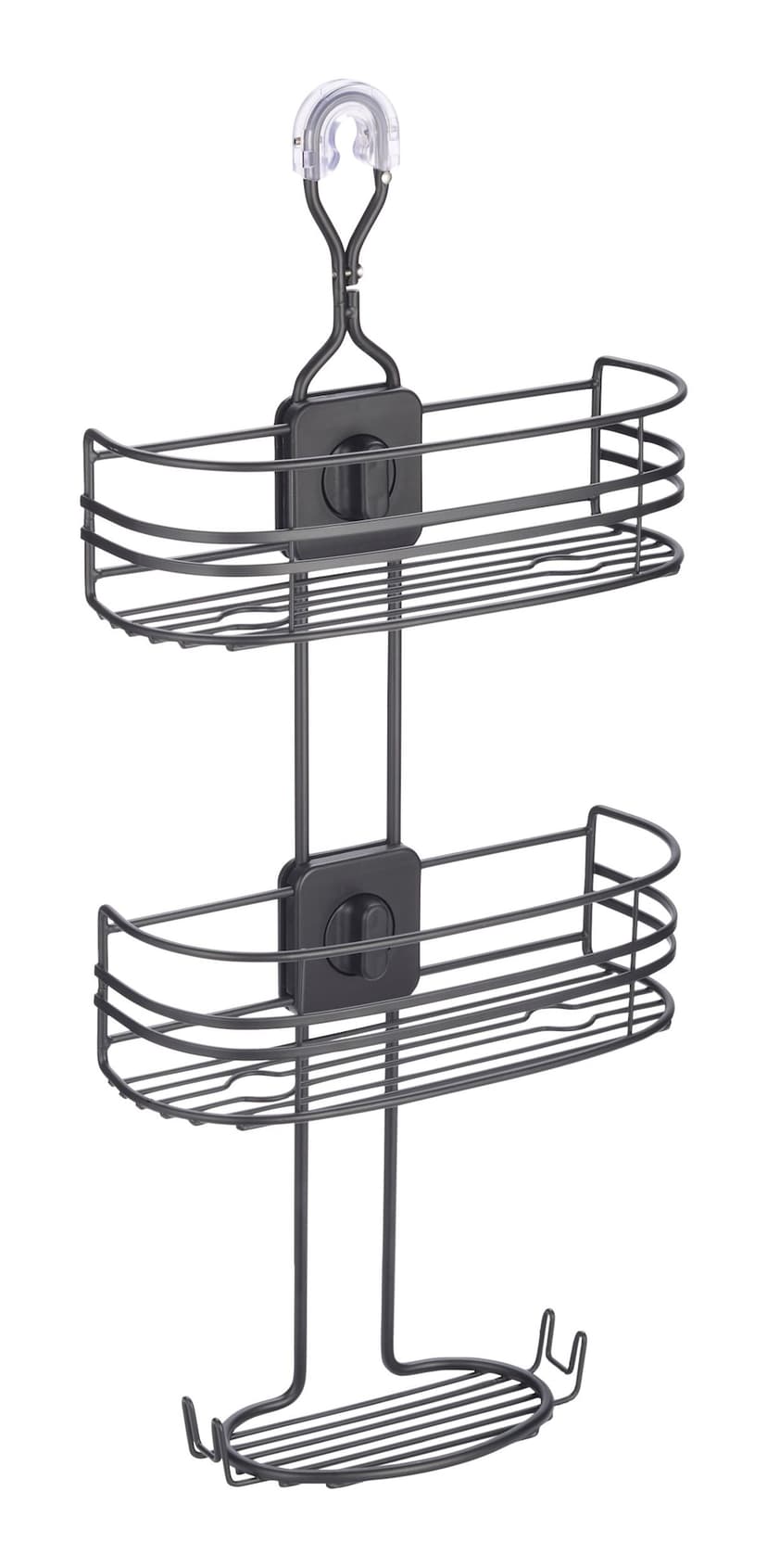 Type A Adjustable Rust-Resistant 4-Way Shower Caddy with Lock Top, Matte Black