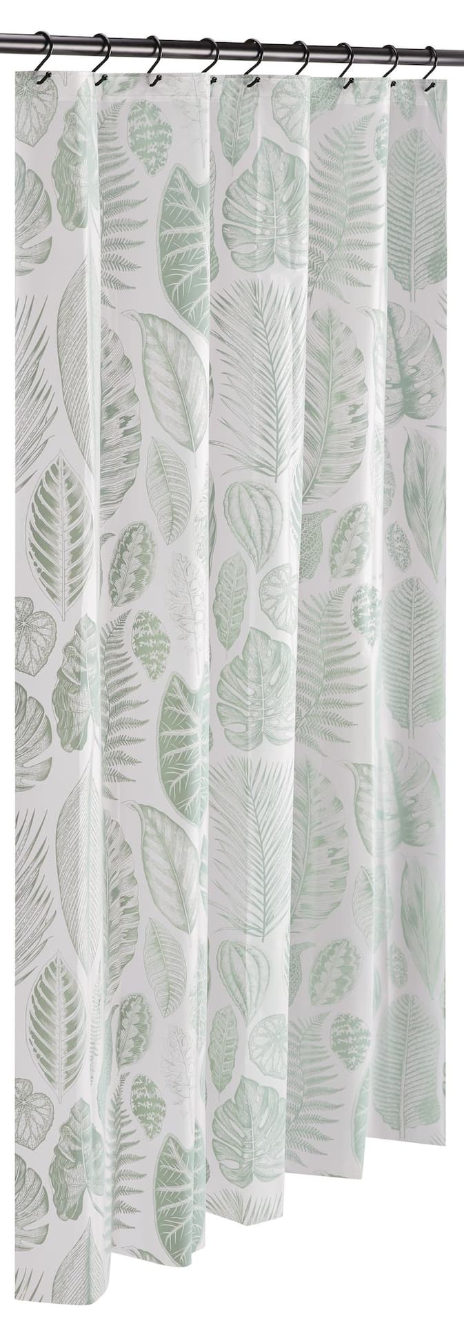 For Living PEVA Etched Leaves Green Shower Curtain, 70x72-in