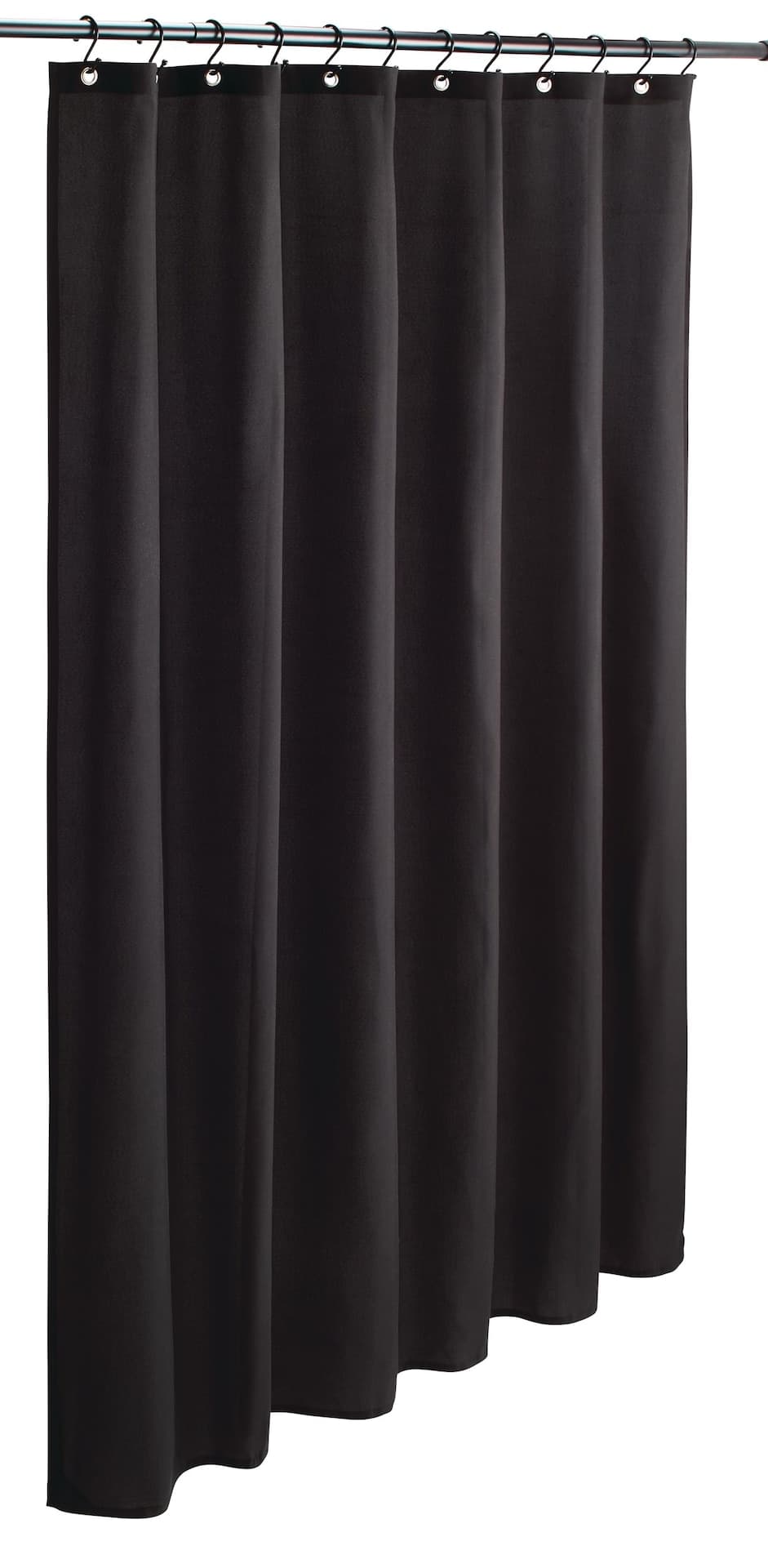 CANVAS Water Repellant Microfibre Black Shower Curtain, 70x72-in