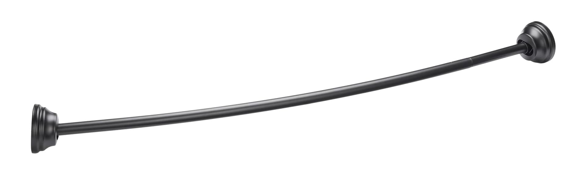 For Living Dual Mount Curved Adjustable Shower Curtain Tension Rod, Black, 50 to 72-in