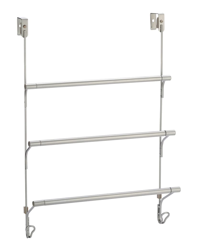 For Living 3-Tier Over-The-Door Rust-Resistant Steel Towel Bar, Satin Nickel, 17.5-in