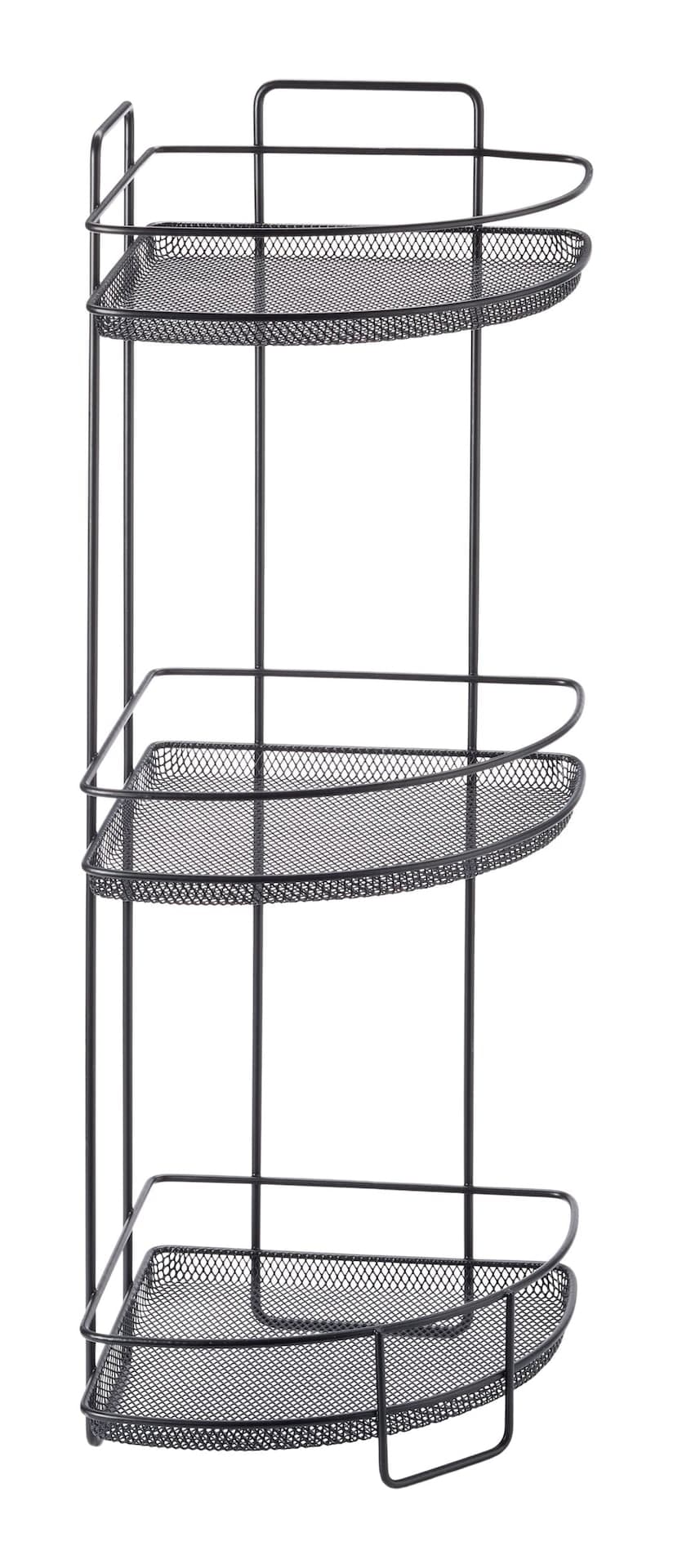 Type A 3-Tier Perforated Corner Storage Rack, Black