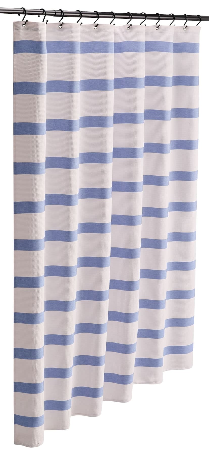 CANVAS Waffle Stripe White/Blue Shower Curtain, 72x72-in