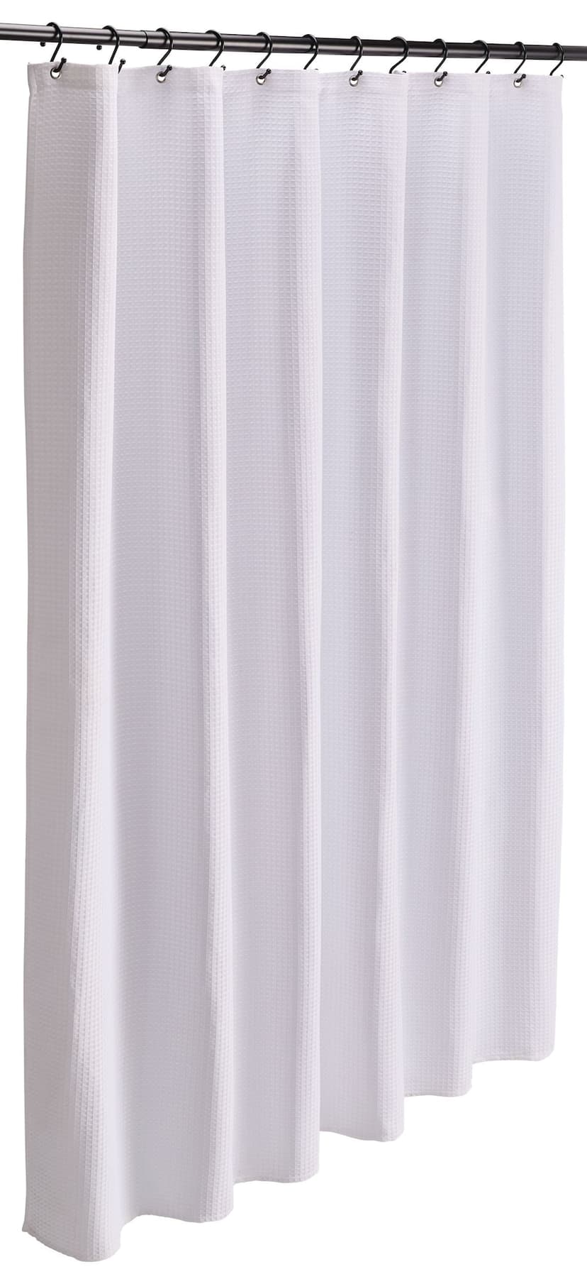 CANVAS Waffle Polyester Fabric White Shower Curtain, 72x72-in