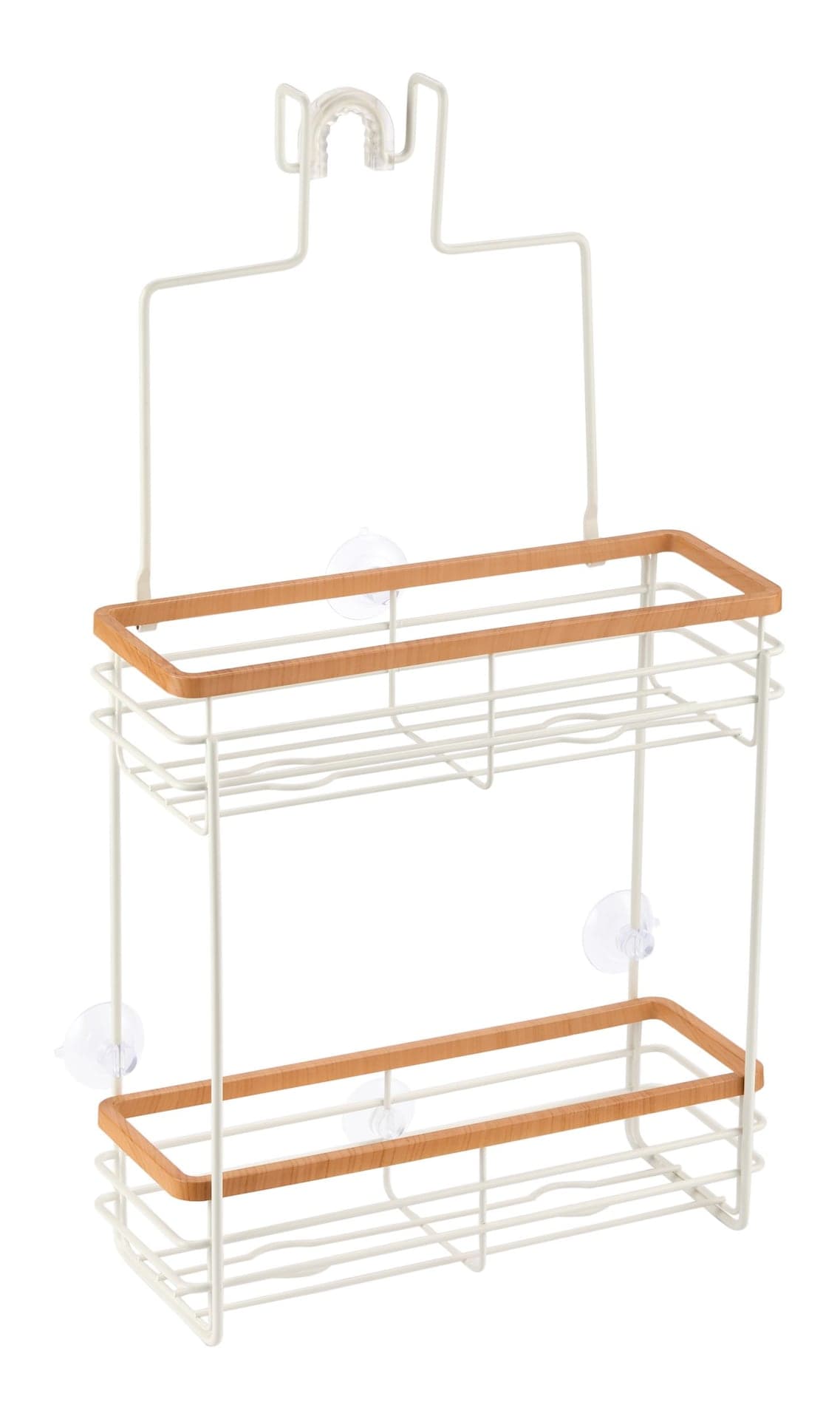 Type A Cubina Over-The-Shower 2-Tier Shower Caddy with Hook, White/Natural
