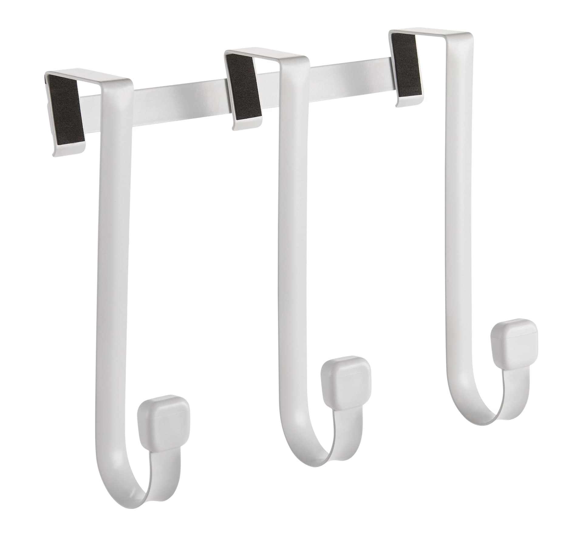 Type A Modern Over-The-Door Triple Hook, White, 9-in