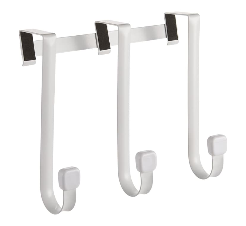 Type A Modern Over-The-Door Triple Hook, White, 9-in