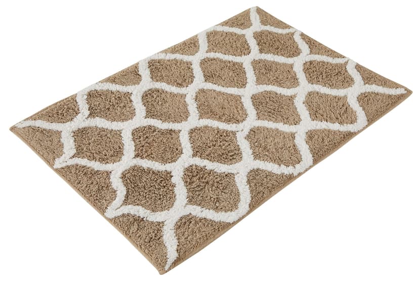 For Living Tufted Bathroom Mat, Beige, 17-in x 24-in