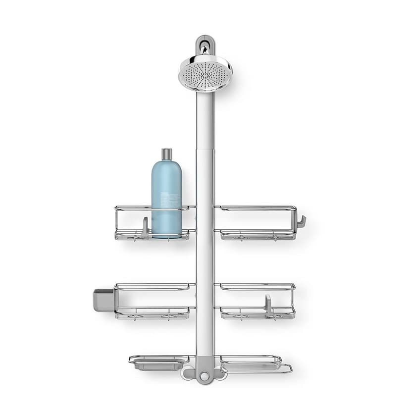 Simplehuman XL Rust-Resistant Adjustable Shelves Shower Caddy, Silver