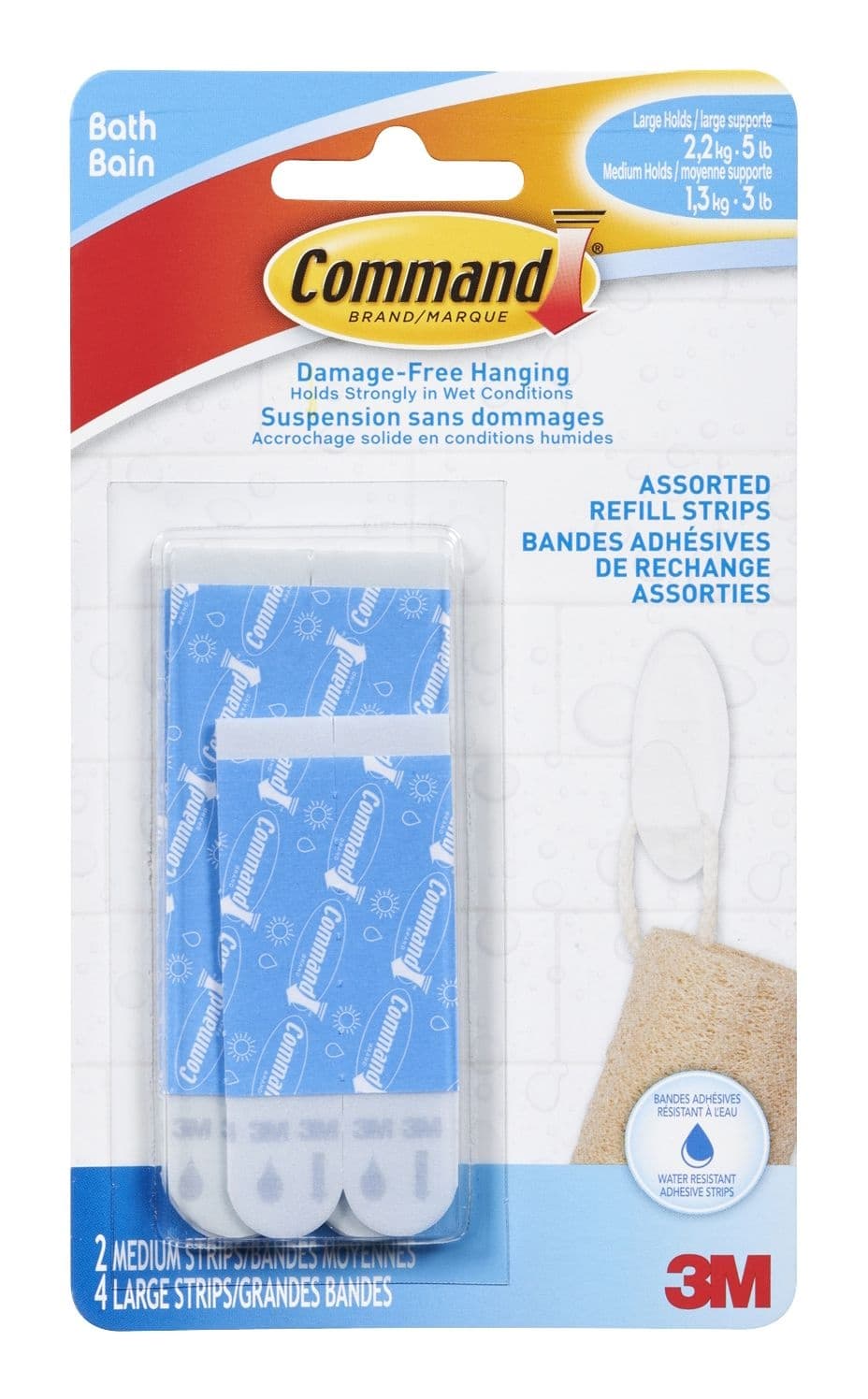 3M Command Bathroom Refill Strips, Assorted Sizes