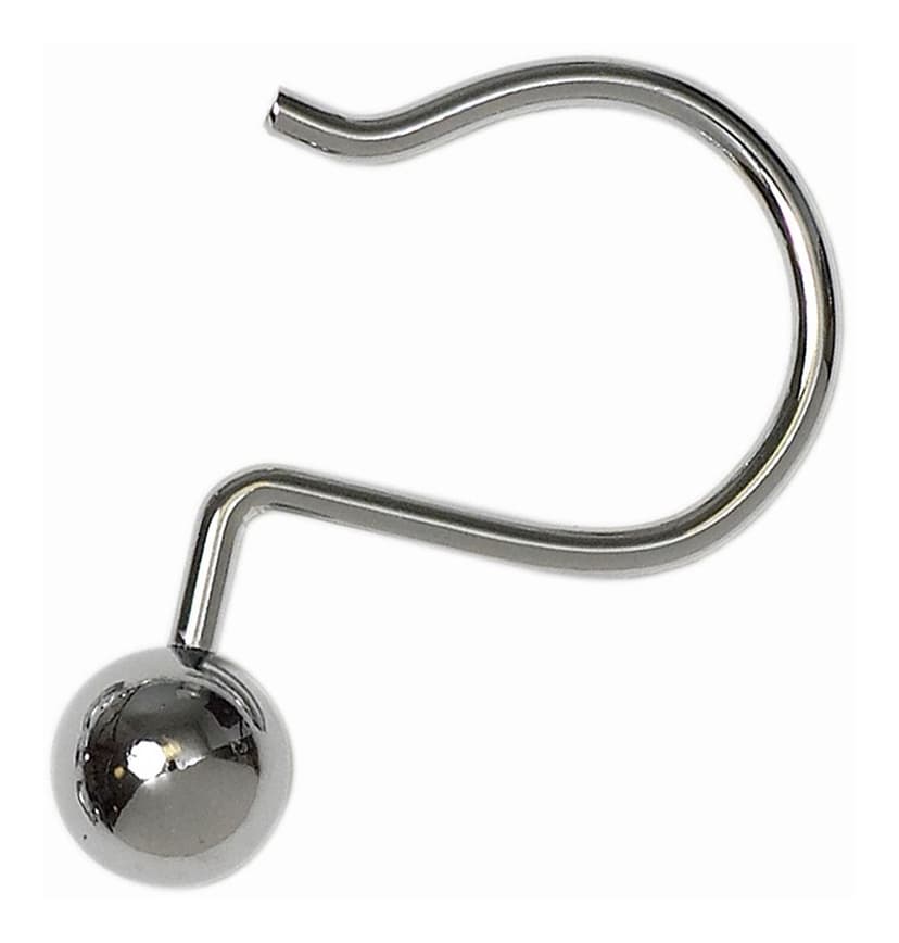 For Living Decorative Ball Rust-Resistant Shower Curtain Metal Hooks, Chrome, 12-pk