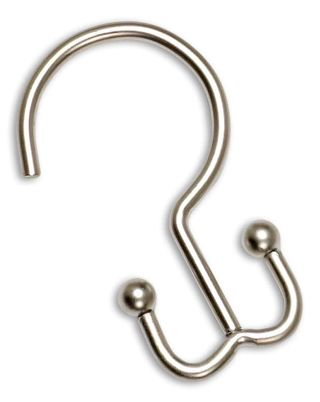 For Living Shower Curtain Double Hook, Nickel, 12-pk