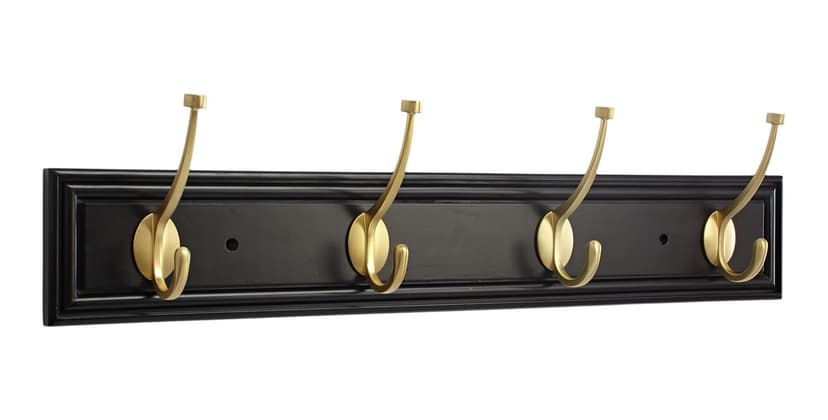 CANVAS Galena Stainless Steel 4-Hook Pill Top Rail, Black/Brass, 27-in