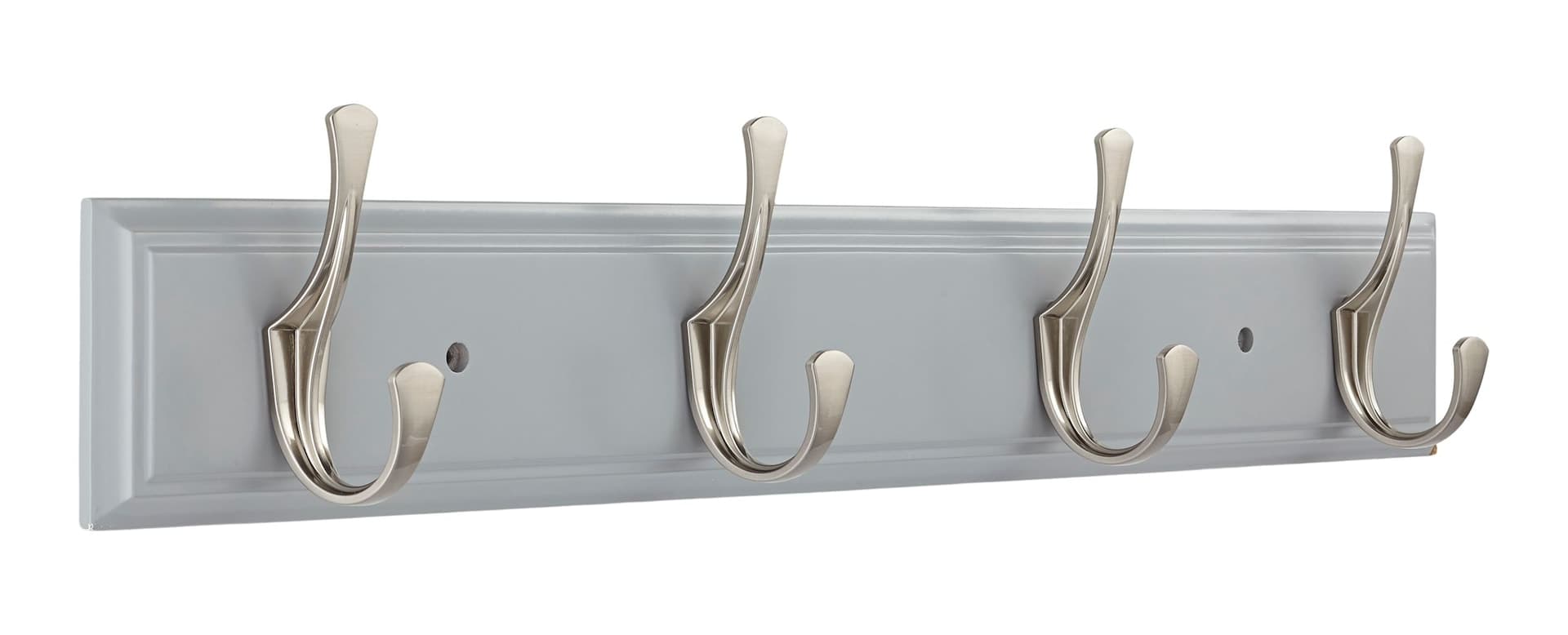 CANVAS Voisin Stainless Steel 4-Hook Rail, Flint Grey, 27-in