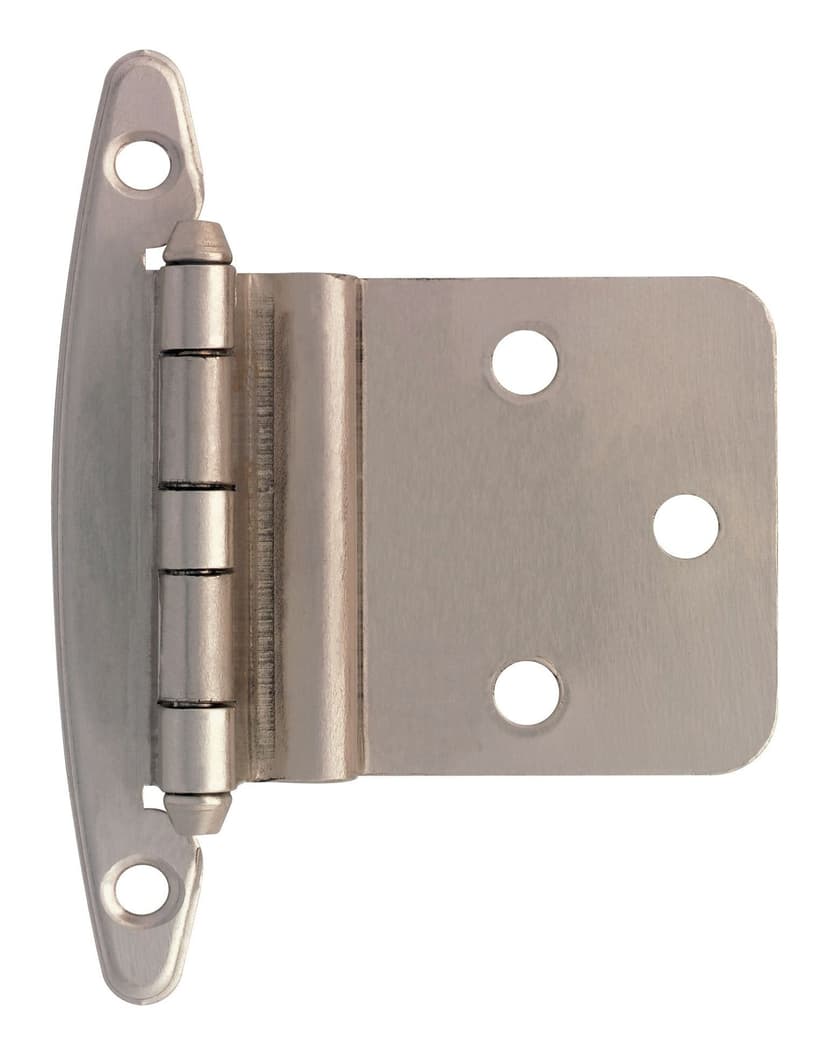 Peerless Inset No-Spring Hinges, Satin Nickel, 3/8-in, 2-pk