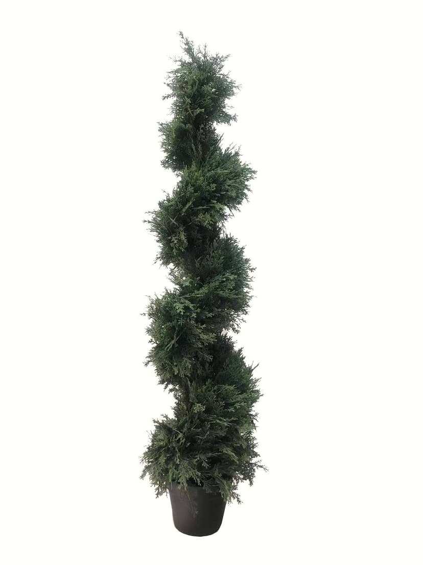 CANVAS Artificial Indoor Cedar Spiral Topiary Plant in Plastic Pot, 4-ft